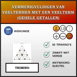 Trimino: Vermenigvuldigen van veeltermen met een veelterm (gehele getallen)