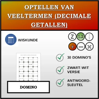 Domino: Optellen van veeltermen (decimale getallen)