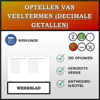Werkblad: Optellen van veeltermen (decimale getallen)