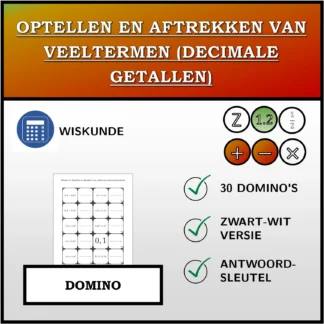 Domino: Optellen en aftrekken van veeltermen (decimale getallen)