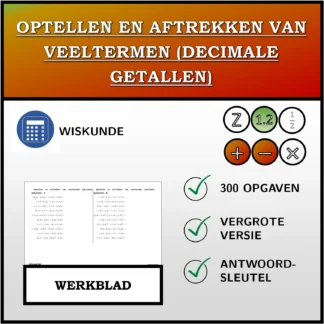 Werkblad: Optellen en aftrekken van veeltermen (decimale getallen)