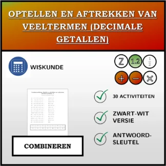 Combineeroefening: Optellen en aftrekken van veeltermen (decimale getallen)