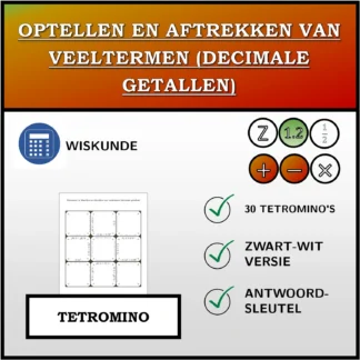 Tetromino: Optellen en aftrekken van veeltermen (decimale getallen)