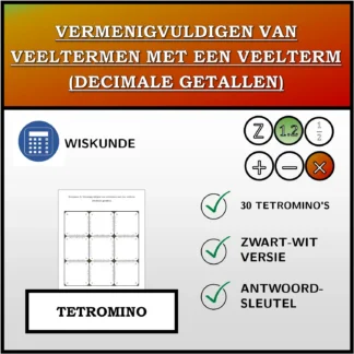 Tetromino: Vermenigvuldigen van veeltermen met een veelterm (decimale getallen)