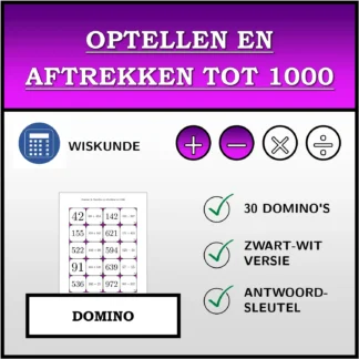 Domino: Optellen en aftrekken tot 1000