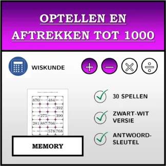 Memory: Optellen en aftrekken tot 1000