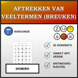 Domino: Aftrekken van veeltermen (breuken)