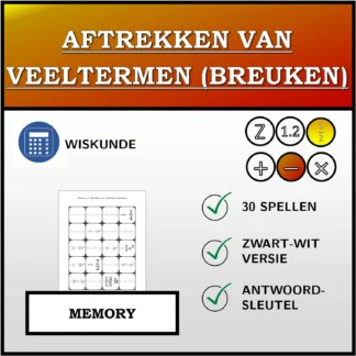 Memory: Aftrekken van veeltermen (breuken)