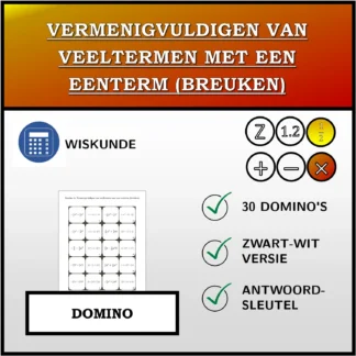 Domino: Vermenigvuldigen van veeltermen met een eenterm (breuken)