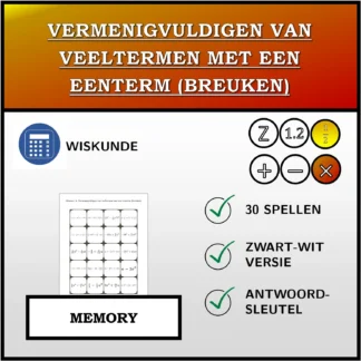 Memory: Vermenigvuldigen van veeltermen met een eenterm (breuken)