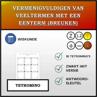 Tetromino: Vermenigvuldigen van veeltermen met een eenterm (breuken)