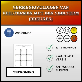 Tetromino: Vermenigvuldigen van veeltermen met een veelterm (breuken)
