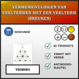 Trimino: Vermenigvuldigen van veeltermen met een veelterm (breuken)