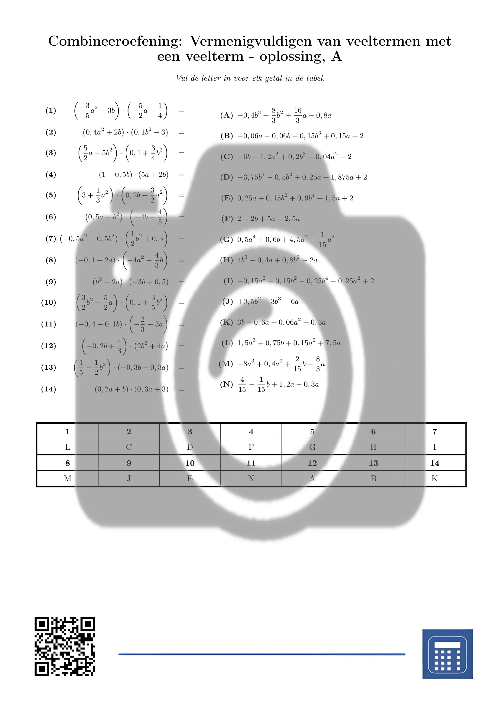 Combineeroefening: Vermenigvuldigen van veeltermen met een veelterm - Afbeelding 3