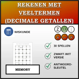 Memory: Rekenen met veeltermen (decimale getallen)