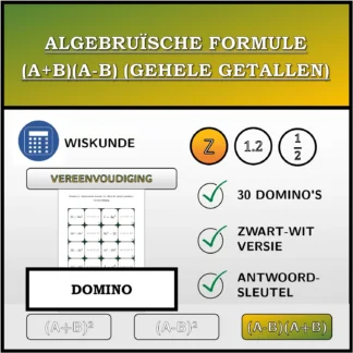 Domino: Algebruïsche formule (A+B)(A-B) (gehele getallen), vereenvoudiging