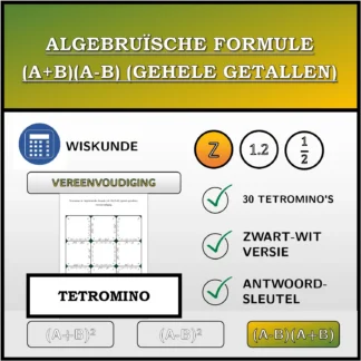 Tetromino: Algebruïsche formule (A+B)(A-B) (gehele getallen), vereenvoudiging