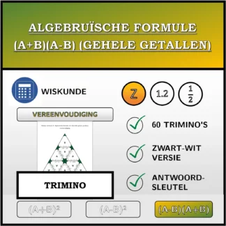 Trimino: Algebruïsche formule (A+B)(A-B) (gehele getallen), vereenvoudiging