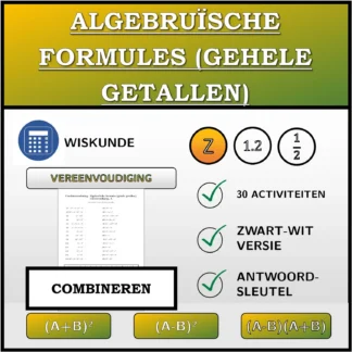 Combineeroefening: Algebruïsche formules (gehele getallen), vereenvoudiging