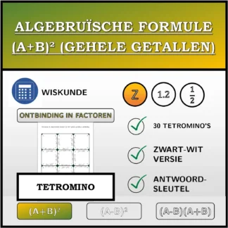 Tetromino: Algebruïsche formule (A+B)² (gehele getallen), ontbinding