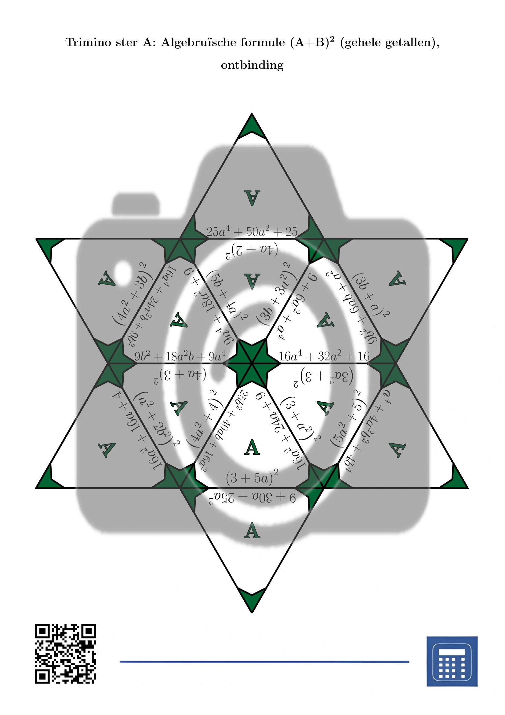 Trimino: Algebruïsche formule (A+B)² (gehele getallen), ontbinding - Afbeelding 4