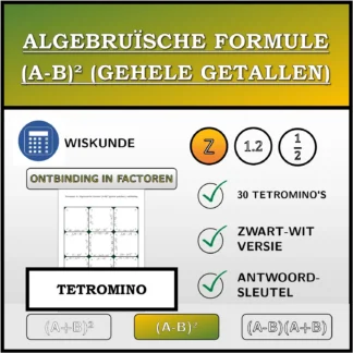 Tetromino: Algebruïsche formule (A-B)² (gehele getallen), ontbinding