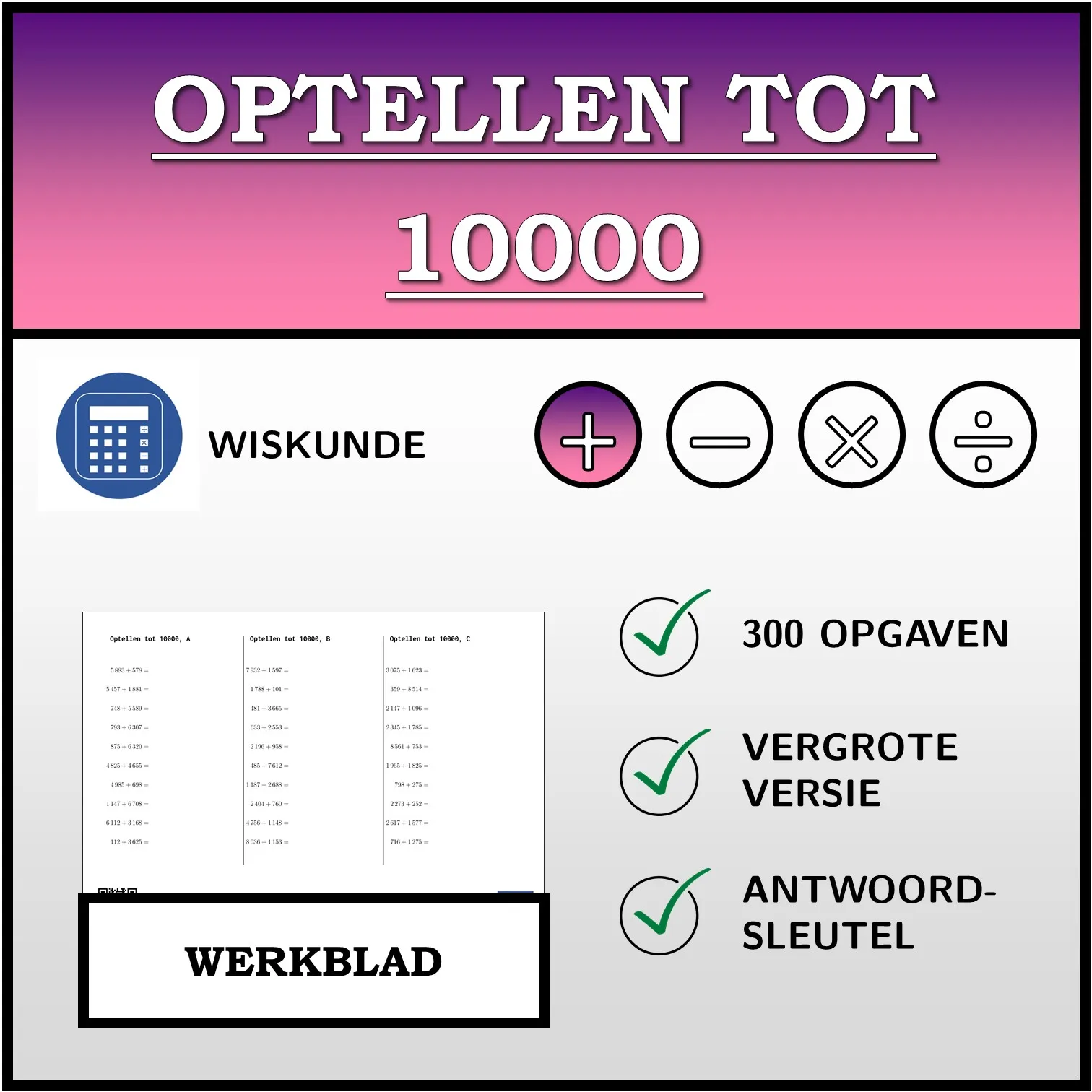 Werkblad: Optellen tot 10000
