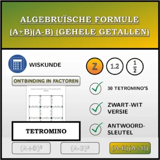 Tetromino: Algebruïsche formule (A+B)(A-B) (gehele getallen), ontbinding