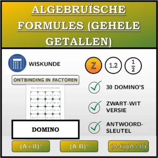 Domino: Algebruïsche formules (gehele getallen), ontbinding