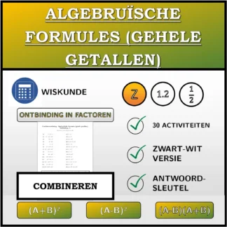 Combineeroefening: Algebruïsche formules (gehele getallen), ontbinding