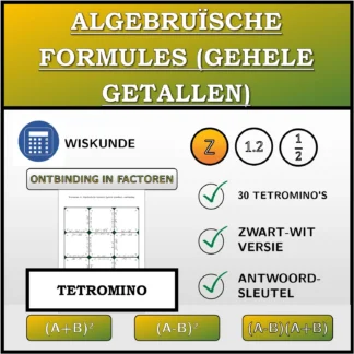 Tetromino: Algebruïsche formules (gehele getallen), ontbinding