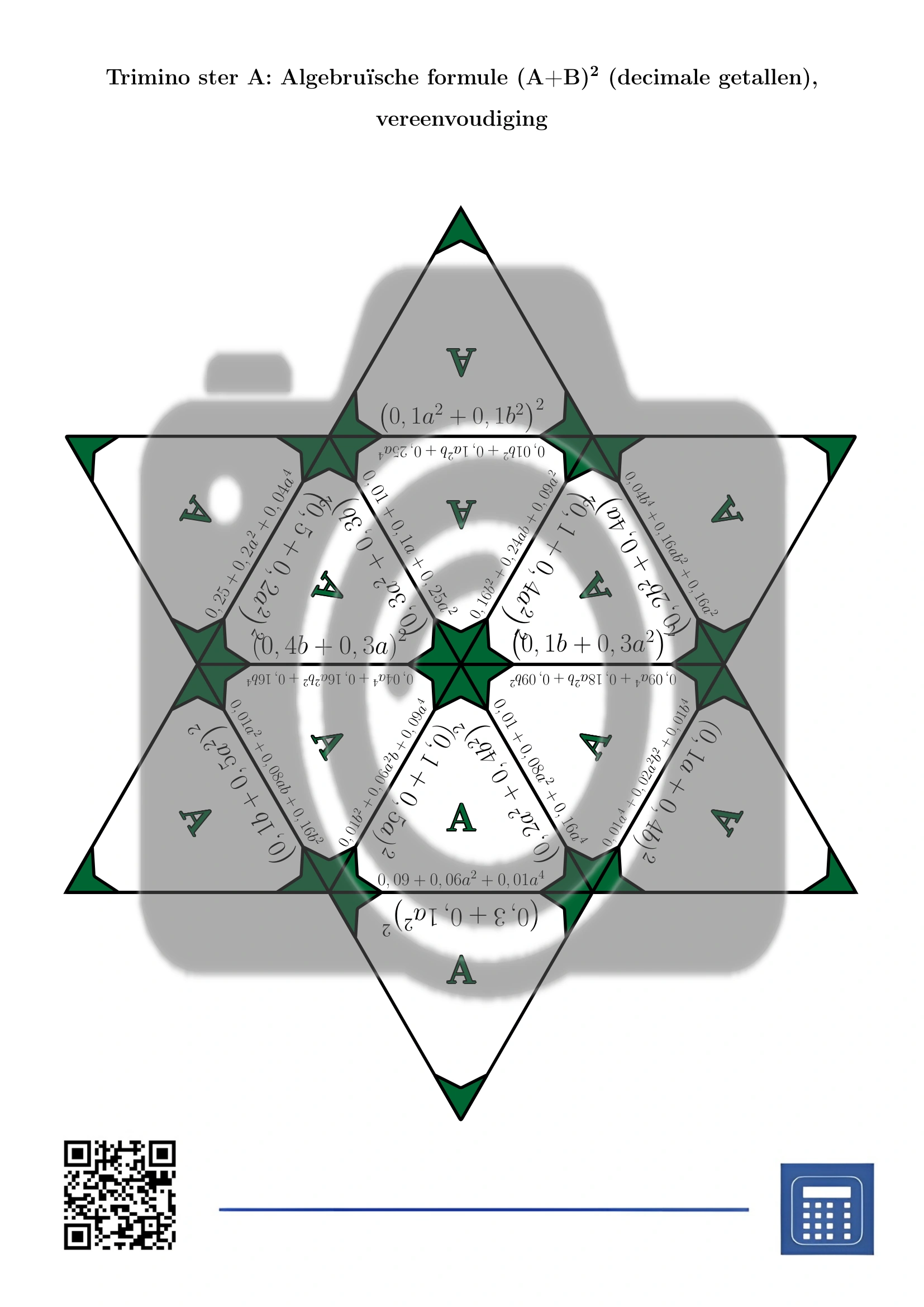 Trimino: Algebruïsche formule (A+B)² (decimale getallen), vereenvoudiging - Afbeelding 4