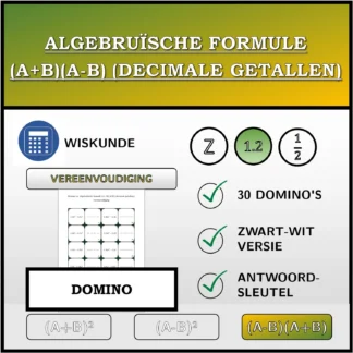 Domino: Algebruïsche formule (A+B)(A-B) (decimale getallen), vereenvoudiging