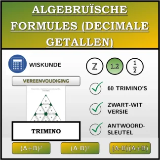 Trimino: Algebruïsche formules (decimale getallen), vereenvoudiging