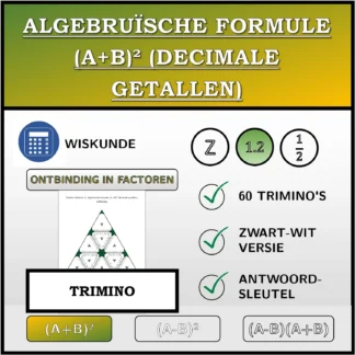 Trimino: Algebruïsche formule (A+B)² (decimale getallen), ontbinding