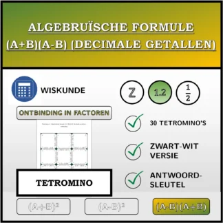 Tetromino: Algebruïsche formule (A+B)(A-B) (decimale getallen), ontbinding