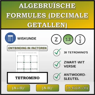Tetromino: Algebruïsche formules (decimale getallen), ontbinding