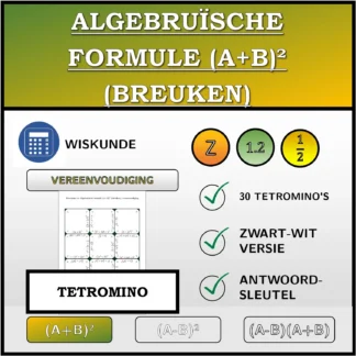 Tetromino: Algebruïsche formule (A+B)² (breuken), vereenvoudiging