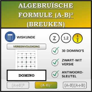 Domino: Algebruïsche formule (A-B)² (breuken), vereenvoudiging