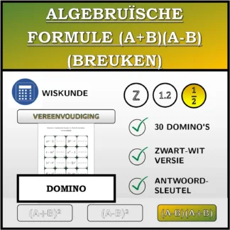 Domino: Algebruïsche formule (A+B)(A-B) (breuken), vereenvoudiging