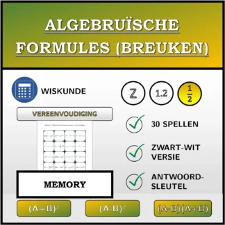Memory: Algebruïsche formules (breuken), vereenvoudiging