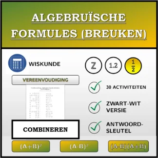 Combineeroefening: Algebruïsche formules (breuken), vereenvoudiging