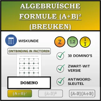 Domino: Algebruïsche formule (A+B)² (breuken), ontbinding
