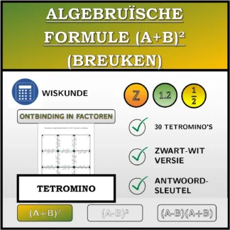 Tetromino: Algebruïsche formule (A+B)² (breuken), ontbinding