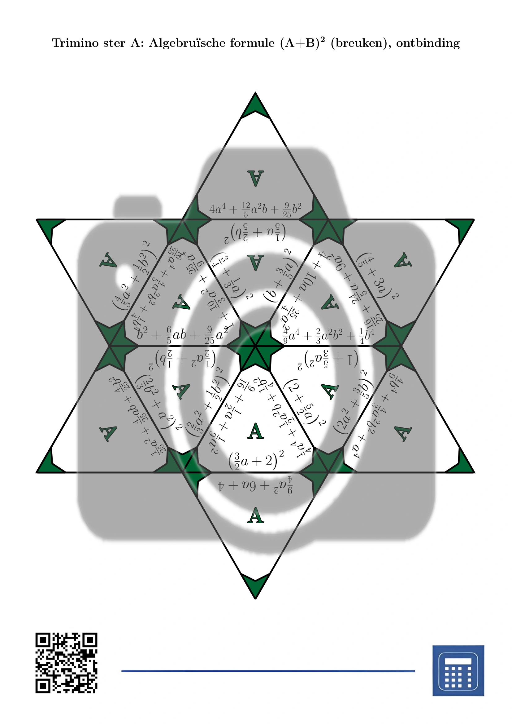 Trimino: Algebruïsche formule (A+B)² (breuken), ontbinding - Afbeelding 4