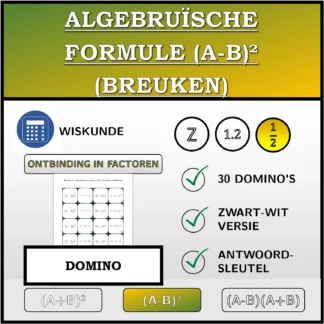 Domino: Algebruïsche formule (A-B)² (breuken), ontbinding