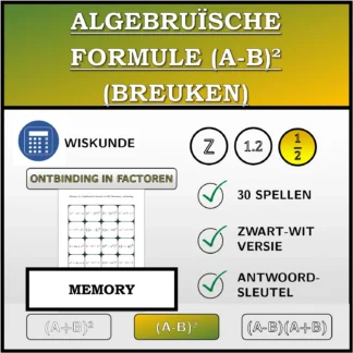 Memory: Algebruïsche formule (A-B)² (breuken), ontbinding