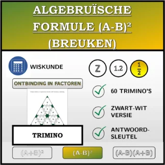 Trimino: Algebruïsche formule (A-B)² (breuken), ontbinding