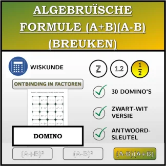 Domino: Algebruïsche formule (A+B)(A-B) (breuken), ontbinding