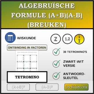 Tetromino: Algebruïsche formule (A+B)(A-B) (breuken), ontbinding
